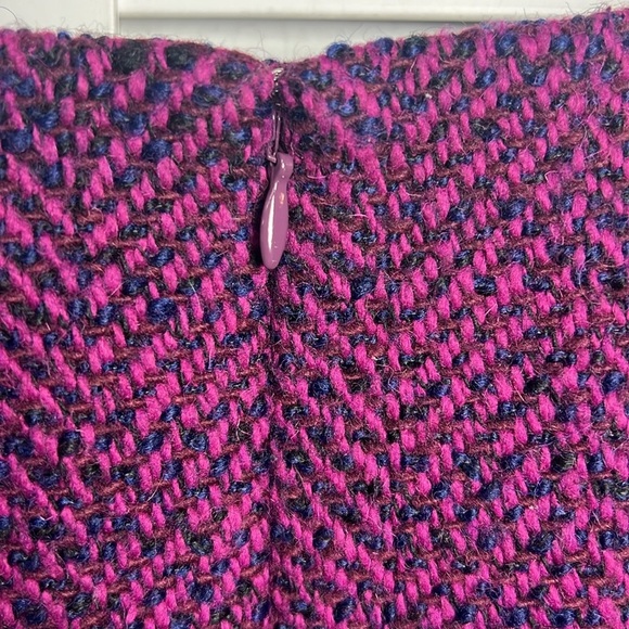 LOFT Wool Blend Tweed A-Line Zipper Detail Lined Skirt Size 10 Pink & Navy - Picture 7 of 9